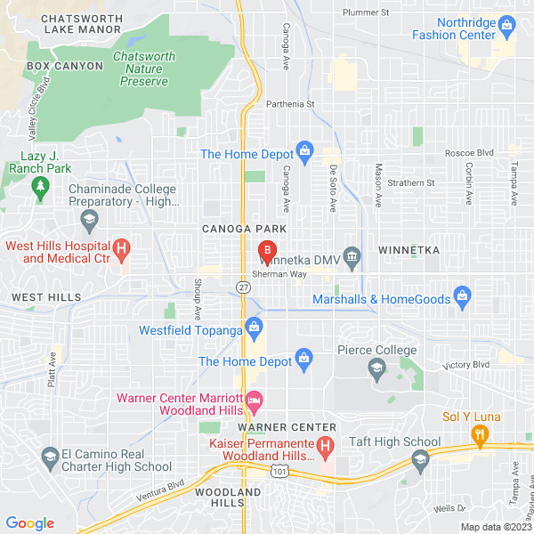 American Premier Security location map: 7236 Owensmouth Ave suite B, Canoga Park, CA